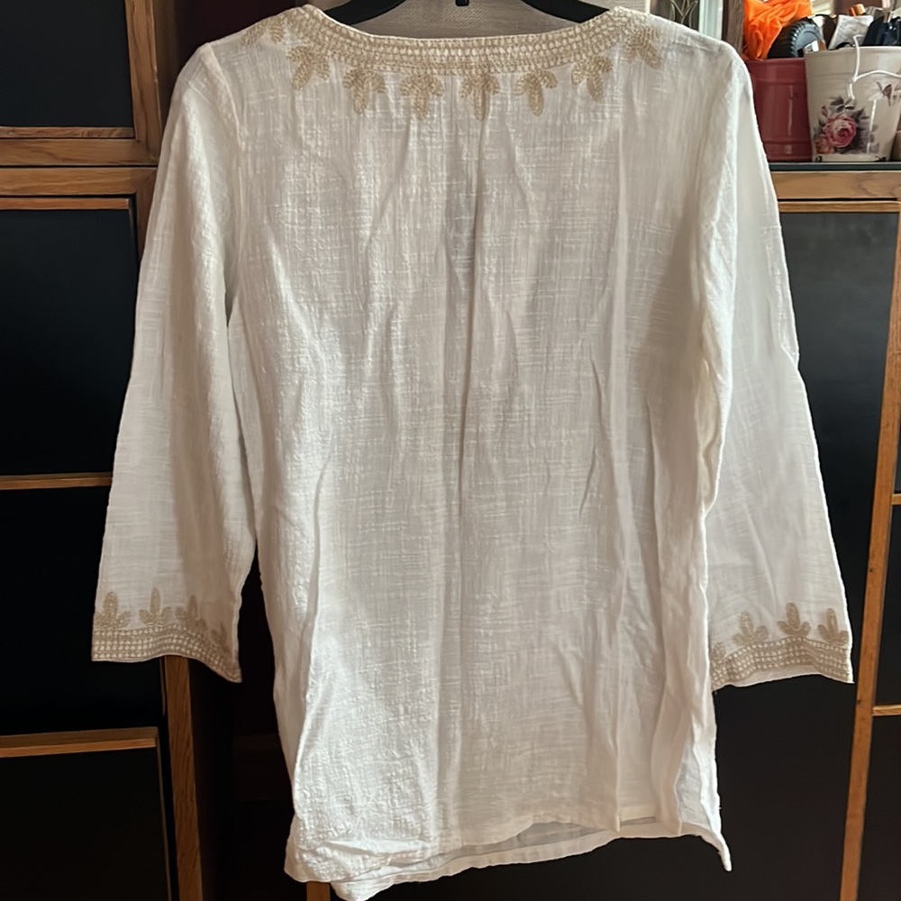 Solitaire Cotton Beige Blouse Tunic - Picture 9 of 11